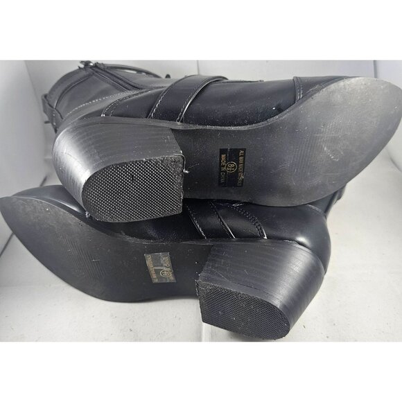 Black Lace-Up Ankle Boots With Buckle Strap & Zipper Closure size 8.5 - Picture 2 of 8